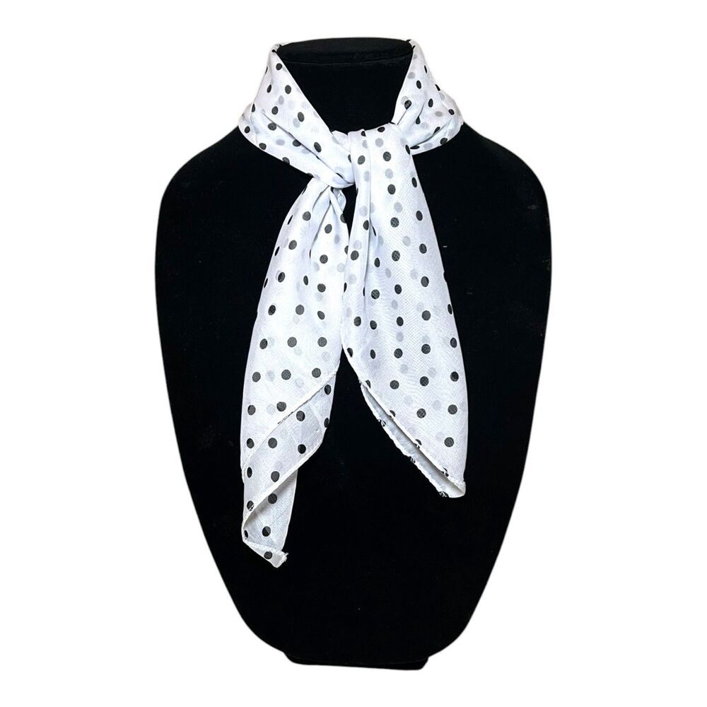 White Woman Scarf Polka Dots 25β X 24β